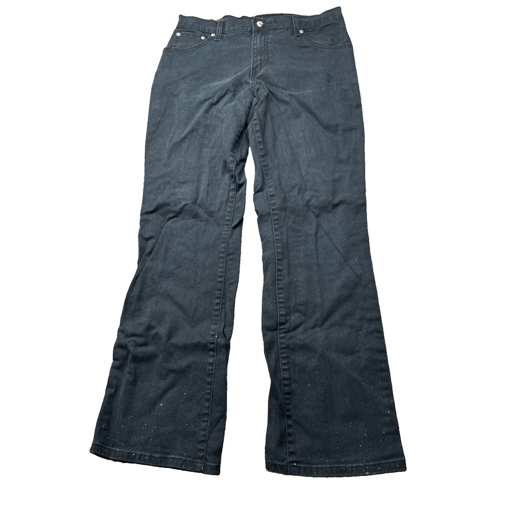 Levis 550 Womens Bootcut Jeans 30x32 12M Black Denim Paint Splatter